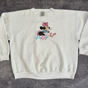 Men's Vintage 90's Disney Minnie Mouse Florida White Crewneck Sweatshirt Sz XL